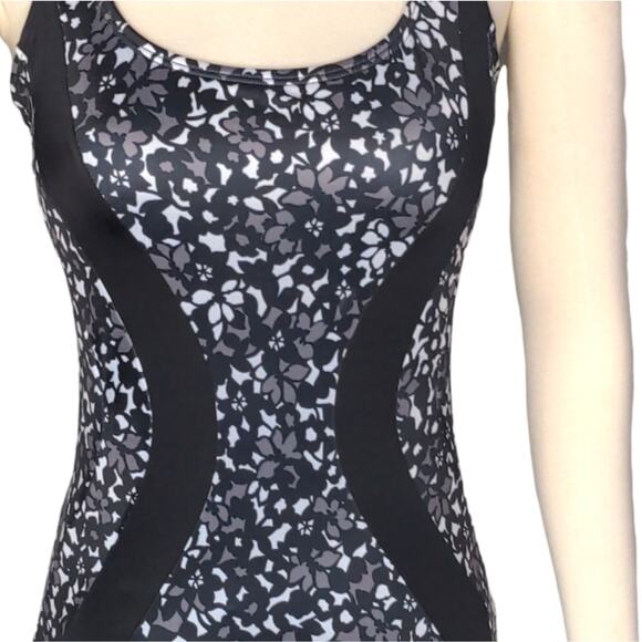 LANDS END Black Gray Slimming Scoop Neck One Piece Swimsuit 6 - Picture 4 of 9